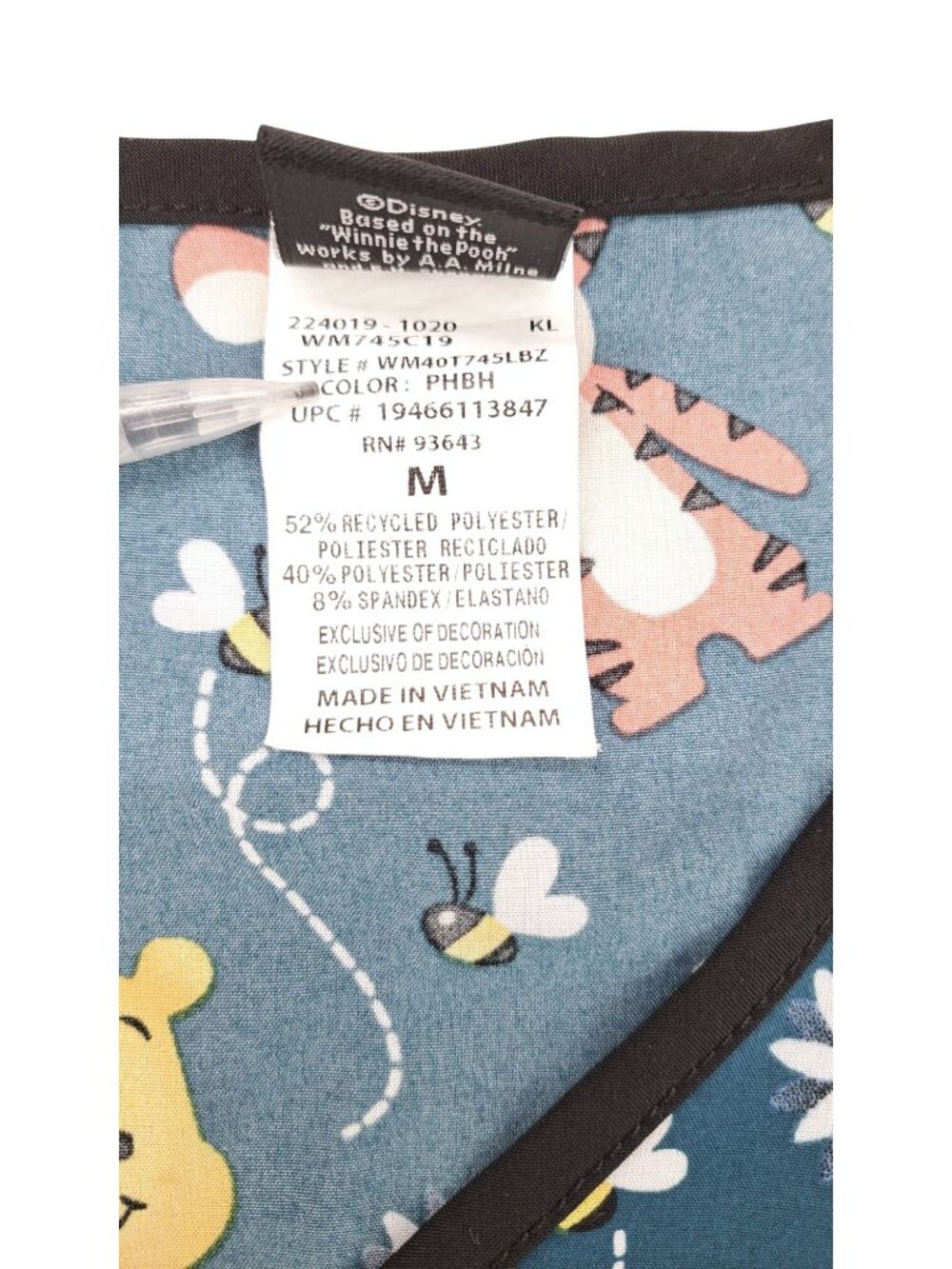 Disney Winnie The Pooh Scrub Top Tigger Eeyore V-Neck Short Sleeve Women Medium - Picture 7 of 10